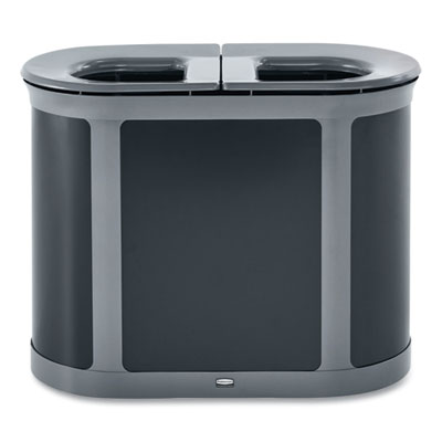 Rubbermaid Commercial ENHANCE PILL Dual Stream Waste Receptacle, (2) 23 gal Capacity Bins, Metal, Umbra Gray/Pearl Gray (2172843)