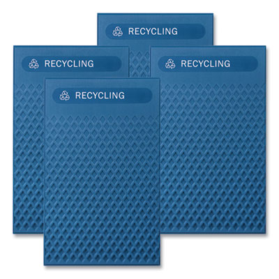 Rubbermaid Commercial Large Prelabeled Recycled Waste Panels for Tailor and Landmark Series Containers, 20.72" x 0.5" x 34.33", Blue, 4/Carton (2182674)