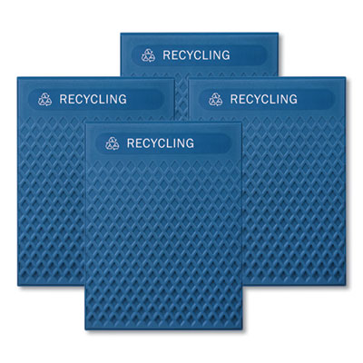 Rubbermaid Commercial Medium Prelabeled Recycled Waste Panels for Tailor and Landmark Series Containers, 20.72" x 0.5" x 27.95", Blue, 4/Carton (2182677)