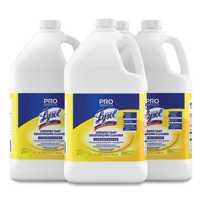 Professional LYSOL Brand Disinfectant Deodorizing Cleaner Concentrate, Lemon Scent, 128 oz Bottle, 4/Carton (99985CT)