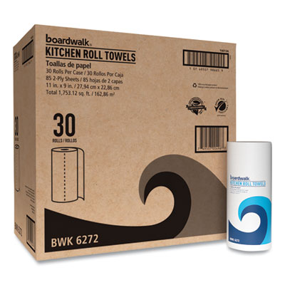 Boardwalk Kitchen Roll Towel, 2-Ply, 11 x 9, White, 85 Sheets/Roll, 30 Rolls/Carton (6272)