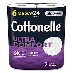 Cottonelle Ultra ComfortCare Toilet Paper, Soft Tissue, Septic Safe, 2-Ply, White, 284 Sheets/Roll, 6 Rolls/Pack, 36 Rolls/Carton (55707)