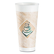 Dart Cafe G Foam Hot/Cold Cups, 24 oz, Brown/Green/White, 20/Bag, 25 Bags/Carton (24X16G)