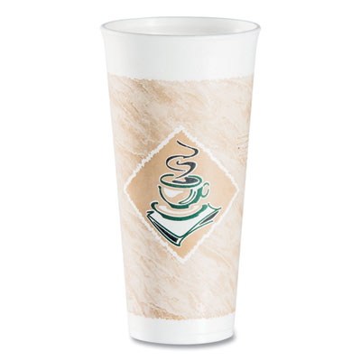 Dart Cafe G Foam Hot/Cold Cups, 24 oz, Brown/Green/White, 20/Bag, 25 Bags/Carton (24X16G)
