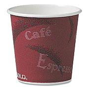 SOLO Single-Sided Poly Paper Hot Cups, 4 oz, Bistro Design, 50/Pack, 20 Packs/Carton (374SI)