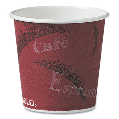 SOLO Single-Sided Poly Paper Hot Cups, 4 oz, Bistro Design, 50/Pack, 20 Packs/Carton (374SI)