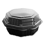 SOLO OctaView Hinged-Lid Hot Food Containers, 6.3 x 3.1 x 1.5, Black/Clear, Plastic, 200/Carton (806011PP94)