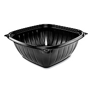 Dart PresentaBowls Pro Black Square Bowls, 64 oz, 8.5 x 8.5 x 3.3, Plastic, 63/Bag, 4 Bags/Carton (B64SB)