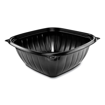 Dart PresentaBowls Pro Black Square Bowls, 64 oz, 8.5 x 8.5 x 3.3, Plastic, 63/Bag, 4 Bags/Carton (B64SB)