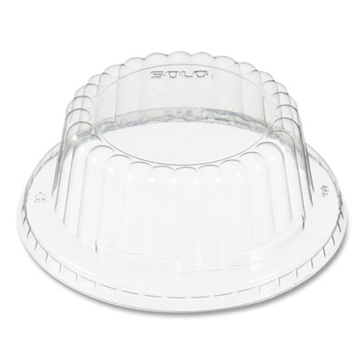 SOLO Flat-Top Dome PET Plastic Lids, For 6 oz to 10 oz Containers, 3.96" Diameter x 1.25" h, Clear, 1,000/Carton (DF8)