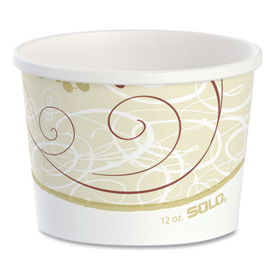 SOLO Double Poly Paper Food Containers, 12 oz, 3.6" Diameter x 3.3" h, Symphony Design, 25/Pack, 20 Packs/Carton (HS4125SYM)