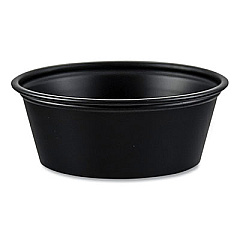 SOLO Portion Containers, 1.5 oz, Plastic, Black, 250/Bag, 10 Bags/Carton (P150BLK)