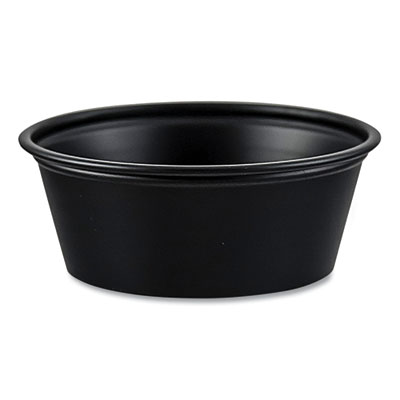SOLO Portion Containers, 1.5 oz, Plastic, Black, 250/Bag, 10 Bags/Carton (P150BLK)