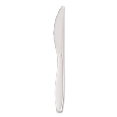 SOLO Reliance Mediumweight Cutlery, Standard Size, Knife, Plastic, White, 1,000/Carton (RSWK)