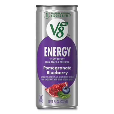 Campbell's V8 Plus ENERGY, Pomegranate Blueberry, 8 oz Can, 24/Carton (35100014)