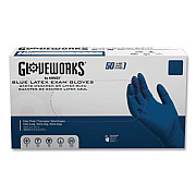 GloveWorks by AMMEX Latex Exam Gloves, Powder-Free, Medium, 13 mil Thick, 11.6" Long, Blue, 50/Box, 10 Boxes/Carton (GPLHD84100)