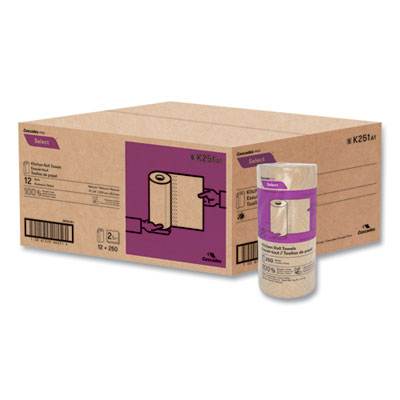 Cascades PRO Select Kitchen Roll Towels, 2-Ply, 11" x 166.6 ft, Natural, 250/Roll, 12/Carton (K251)