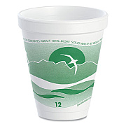 Dart Horizon Hot/Cold Foam Drinking Cups, 12 oz, White/Green, 25/Bag, 40 Bags/Carton (12J16H)