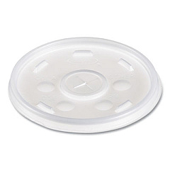 Dart Plastic Lids for Foam Cups/Bowls/Containers, Flat with Straw Slot, Fits 6 oz to 14 oz, Translucent, 100/Pack, 10 Packs/Carton (12SL)