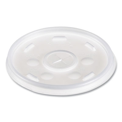Dart Plastic Lids for Foam Cups/Bowls/Containers, Flat with Straw Slot, Fits 6 oz to 14 oz, Translucent, 100/Pack, 10 Packs/Carton (12SL)