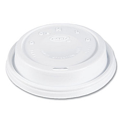 SOLO Cappuccino Dome Sipper Lids, Fits 12 oz to 24 oz Hot Cups, Plastic, White, 1,000/Carton (16EL)