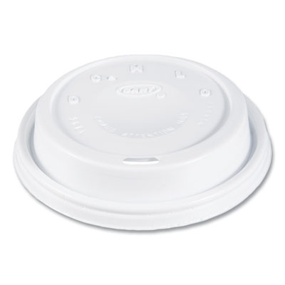 SOLO Cappuccino Dome Sipper Lids, Fits 12 oz to 24 oz Hot Cups, Plastic, White, 1,000/Carton (16EL)