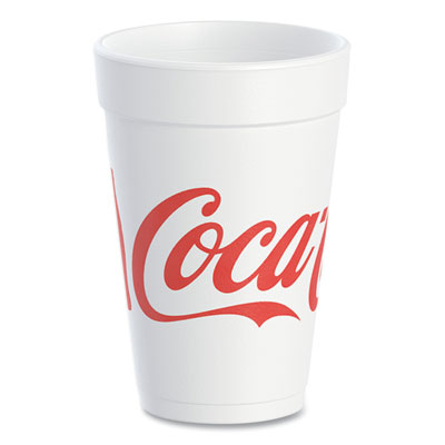 Dart Coca-Cola Foam Cups, 16 oz, White/Red, 25/Bag, 40 Bags/Carton (16J16C)