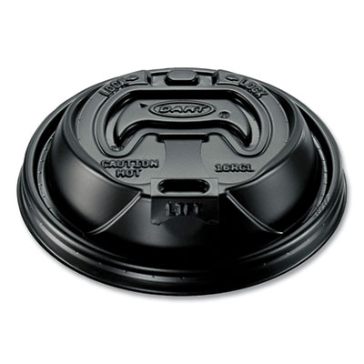 Dart Optima Reclosable Lid, Fits 12 oz to 24 oz Hot Cups, Plastic, Black, 100/Pack, 10 Packs/Carton (16RCLBLK)