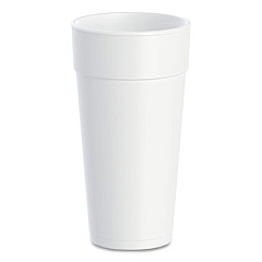 Dart Foam Drink Cups, Hot/Cold, 24 oz, White, 25/Bag, 20 Bags/Carton (24J16)