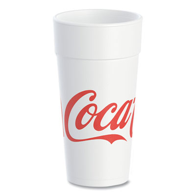 Dart Coca-Cola Foam Cups, 24 oz, White/Red, 20/Bag, 25 Bags/Carton (24J16C)