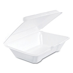 Dart Foam Hinged Lid Containers, 6.4 x 9.3 x 2.9, White, 100/Pack, 2 Packs/Carton (205HT1)