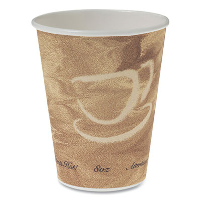 SOLO Mistique Polycoated Hot Paper Cups, 8 oz, Brown, 50/Sleeve, 20 Sleeves/Carton (378MS)