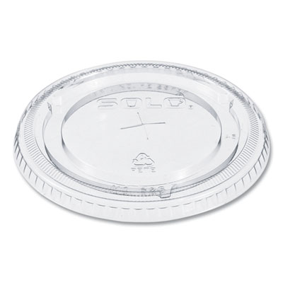 SOLO PETE Flat Straw-Slot Cold Cup Lids, Fits 16 oz to 24 oz Cold Cups, Plastic, Clear, 100/Pack, 10 Packs/Carton (626TSCT)