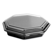 SOLO OctaView Hinged-Lid Cold Food Containers, 9.2 x 9.6 x 2, Black/Clear, Plastic, 100/Carton (864057AP94)