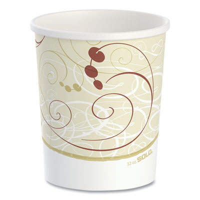SOLO Flexstyle Double Poly Paper Containers, 32 oz, Symphony Design, Paper, 25/Pack, 20 Packs/Carton (H4325SYM)