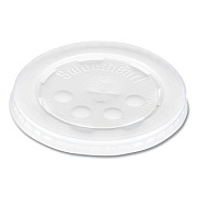 SOLO Polystyrene Plastic Flat Straw-Slot Cold Cup Lids, Fits 12 oz to 24 oz Cold Cups, Plastic, Translucent, 125/Pack, 16 Packs/CT (L16BL)