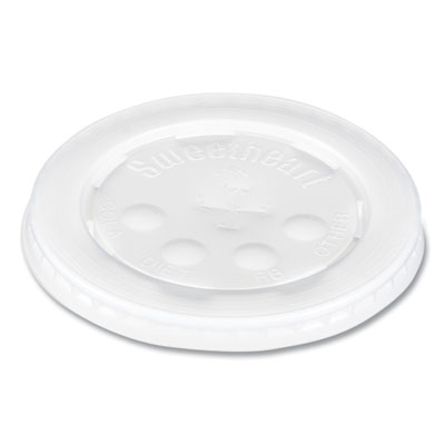 SOLO Polystyrene Plastic Flat Straw-Slot Cold Cup Lids, Fits 12 oz to 24 oz Cold Cups, Plastic, Translucent, 125/Pack, 16 Packs/CT (L16BL)