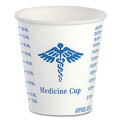 SOLO Paper Medical and Dental Graduated Cups, ProPlanet Seal, 3 oz, Paper, White/Blue, 100/Bag, 50 Bags/Carton (R3)
