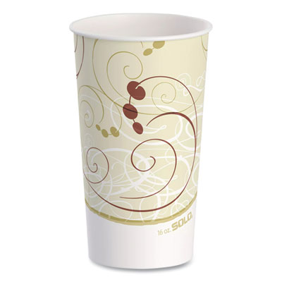 SOLO Double Sided Poly (DSP) Paper Cold Cups, 16 oz, Beige/White/Red, 50/Sleeve, 20 Sleeves/Carton (RP16PSYM)