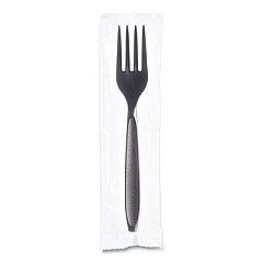 SOLO Reliance Mediumweight Cutlery, Fork, Plastic, Black, 1,000/Carton (RSK10004)