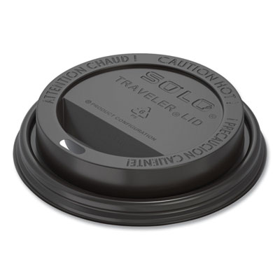 SOLO Traveler Cappuccino Style Dome Lid, Fits 10 oz to 24 oz Hot Cups, Plastic, Black, 100/Sleeve, 10 Sleeves/Carton (TLB316)