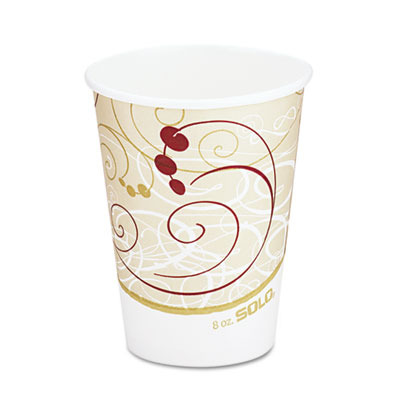 Dart Paper Hot Cups in Symphony Design, 8 oz, Beige, 1,000/Carton (378SMJ8000)