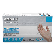 AMMEX Professional Vinyl Exam Gloves, Powder-Free, Small, 3 mil Thick, 9.5" Long, Clear, 100/Box, 10 Boxes/Carton (VPF62100T)