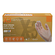 X3 by AMMEX Industrial Vinyl Gloves, Powder-Free, Medium, 3 mil Thick, 9.5" Long, Clear, 100/Box, 10 Boxes/Carton (GPX344100CT)
