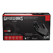 GloveWorks by AMMEX Industrial Nitrile Gloves, Powder-Free, Medium, 5 mil Thick, 9.5" Long, Black, 100/Box, 10 Boxes/Carton (GPNB44100)
