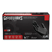 GloveWorks by AMMEX Industrial Nitrile Gloves, Powder-Free, Large, 5 mil Thick, 9.5" Long, Black, 100/Box, 10 Boxes/Carton (GPNB46100)