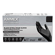 AMMEX Professional Nitrile Exam Gloves, Powder-Free, Small, 3 mil Thick, 9.5" Long, Black, 100/Box, 10 Boxes/Carton (ABNPF42100)