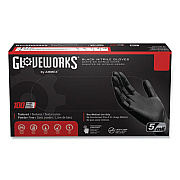 GloveWorks by AMMEX Industrial Nitrile Gloves, Powder-Free, X-Large, 5 mil Thick, 9.5" Long, Black, 100/Box, 10 Boxes/Carton (GPNB48100)