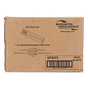 WNA EcoSense Renewable Plant Starch Cutlery, Individually Wrapped, Mediumweight Fork, Plastic, Natural, 750/Carton (EPS072)