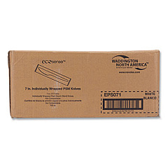 WNA EcoSense Renewable Plant Starch Cutlery, Individually Wrapped, Mediumweight Knife, Plastic, Natural, 750/Carton (EPS071)